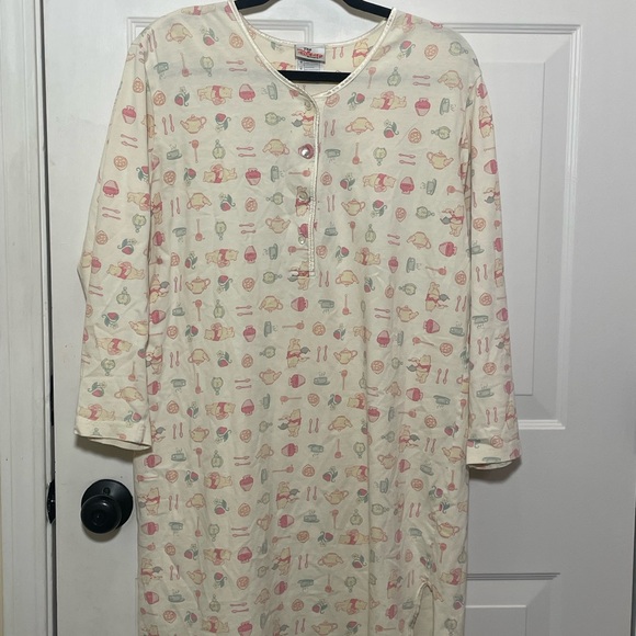 Cream Disney Women’s Nightgown with Pastel Winnie the Pooh Graphics - Picture 1 of 5